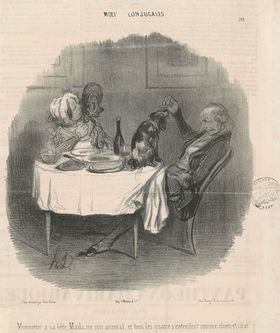 Sir has his beast, Madam her animal by Honoré Daumier