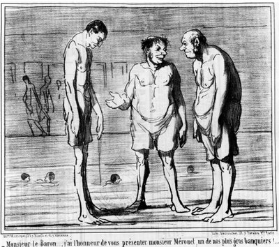 Mr. Baron... I Have the Honor to Introduce Mr. Mérouet, One of Our Biggest Bankers! (Series of Cartoons by Honore Daumier, Charivari) by Honoré Daumier