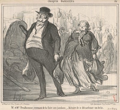 Mr and Mrs Prudhomme Returning from the Fair by Honoré Daumier