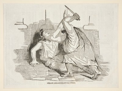 Nero Killing His Mother, from Charivari 9 April 1834 by Honoré Daumier