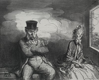 On the Train: A Pleasant Companion by Honoré Daumier