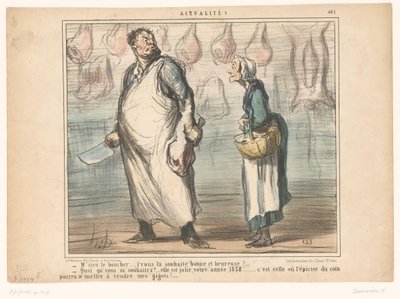 Old Woman Speaking to a Butcher (series title: Current Events) by Honoré Daumier