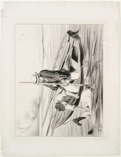 Parisian Boatmen, plate 14: Man Overboard by Honoré Daumier