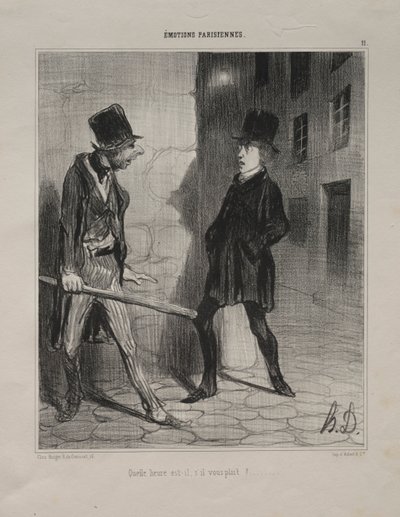 Parisian Emotions, plate 11: What Time is it Please by Honoré Daumier