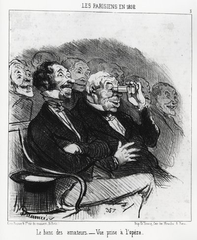 Parisians in 1852: The Bench of Amateurs, View Taken at the Opera. Illustration by Honore Daumier, Published in Charivari, Dated January 15 by Honoré Daumier