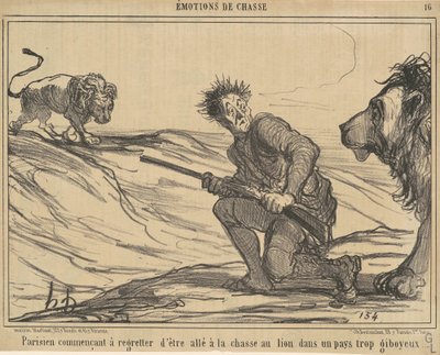 Parisian Beginning to Regret... Lion Hunting... by Honoré Daumier