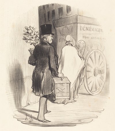 Parisian Transporting to Another District... by Honoré Daumier