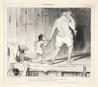 When the Children Have Been Very Good, Father Takes Them to the Bath for a Pleasure Outing, from Les Baigneurs by Honoré Daumier