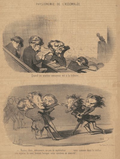 When a Boring Speaker is at the Podium by Honoré Daumier