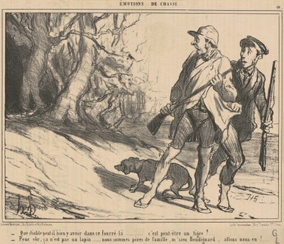 What the devil could be in that thicket? by Honoré Daumier