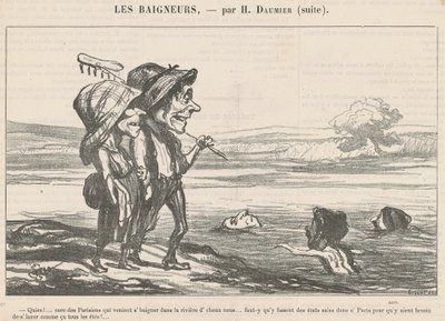 Who! ... Choir of Parisians who came to bathe ... by Honoré Daumier