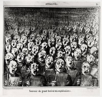 Remembrance of the great festival of orpheonists. Illustration by Honore Daumier, published in Charivari, dated 28 March 1859 by Honoré Daumier