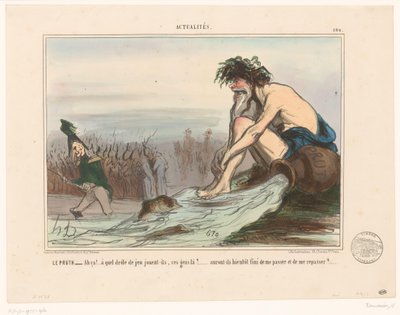 River God Watching Russian Soldiers, Le Pruth, Actualities (series title) by Honoré Daumier