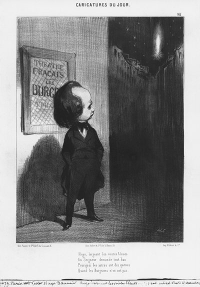 Caricature of Victor Hugo and his play 