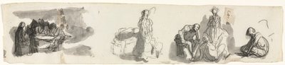 Sheet of Studies with a Group of Four Figures to the Right (recto) by Honoré Daumier