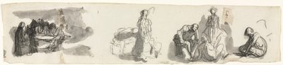 Sheet of Studies with a Group of Four Figures to the Right recto Sketches of Various Figures verso by Honoré Daumier