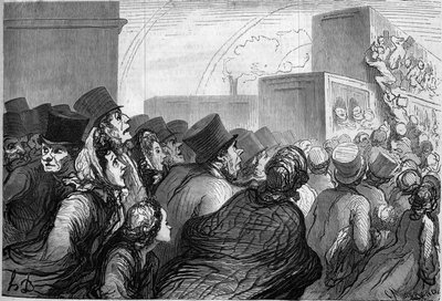 Sunday travelers. Cartoon by Honore Daumier (1808-1879). Engraving in 