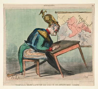 Also Consulting His Small Table by Honoré Daumier