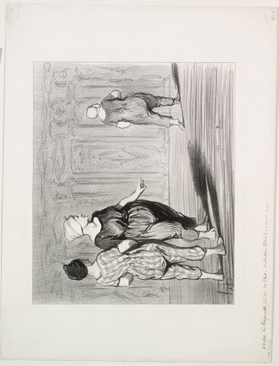 The Bathers, plate 15: It is her again, a pretty fashion, Madame Coquardeau! by Honoré Daumier