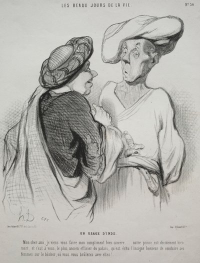 The Beautiful Days of Life, plate 30: An Indian Custom by Honoré Daumier