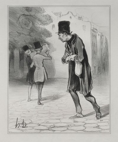 The Bohemians of Paris, Plate 4: The Collector of Cigar Stubs by Honoré Daumier