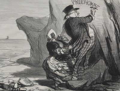 The Good Bourgeois (plate 3): I want to leave an imperishable monument of our visit to this cliff... by Honoré Daumier