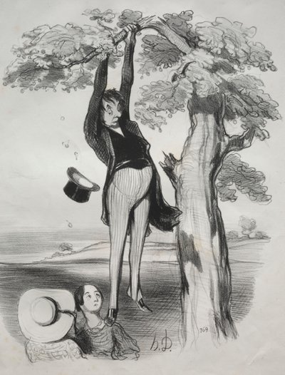 The Hazards of Shaking a Plum Tree too Vigorously (When One is a Grown Man) by Honoré Daumier