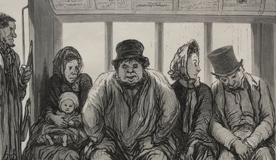 The Omnibus: Interior of the Omnibus by Honoré Daumier