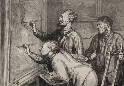 The Painters: The Last Stroke of the Brush, Exposition of 1868 by Honoré Daumier