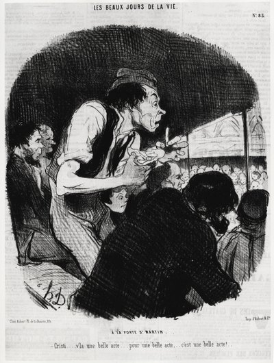 The beautiful days of life: at the door of Saint Martin, Christi... is a beautiful act... for a beautiful act... it is a beautiful act. Illustration by Honore Daumier, published in Charivari, dated 6 February 1846 by Honoré Daumier
