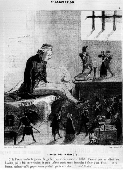 The hotel des beans. If you had put her on guard, you would have had lunch with Riflot; you would have played billiards with Fouillet, who owes you a revenge; little Lolotte would have come to ask her Twink for dinner... and your wife, unhappy! your own wi by Honoré Daumier