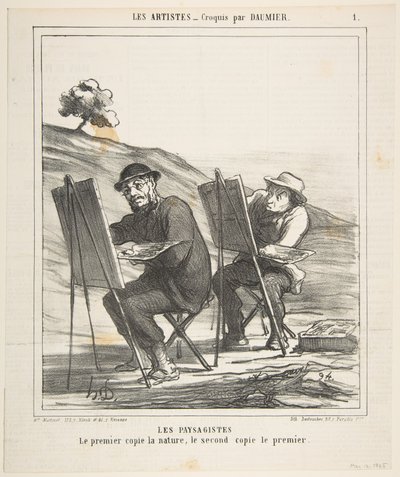 The landscape painters, the first copies nature, the second copies the first by Honoré Daumier