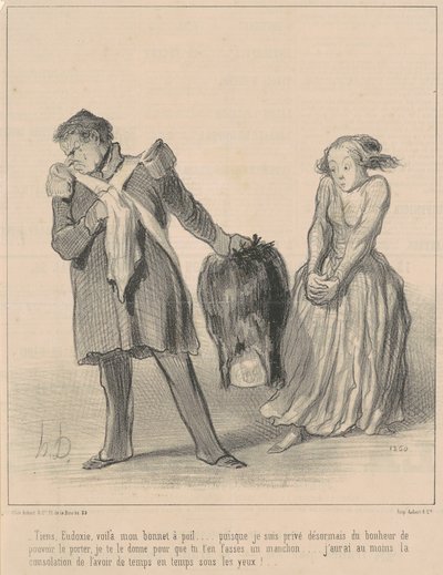 Here, Eudoxie, Here is My Fur Cap... by Honoré Daumier