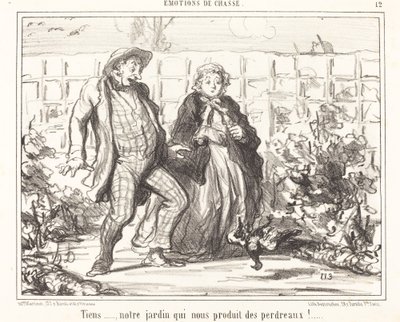 Look... our garden... produces partridges!... by Honoré Daumier