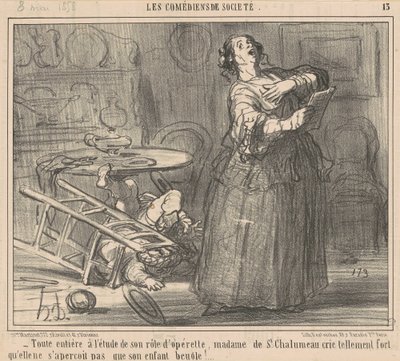Entirely Focused on Her Role ... by Honoré Daumier