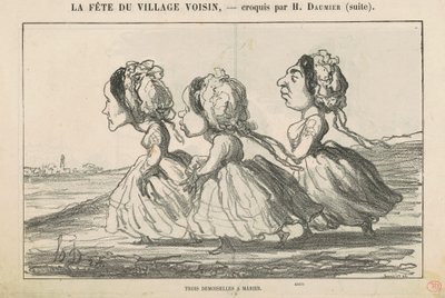 Three Young Ladies to Marry; Convinced Bourgeois Family... by Honoré Daumier
