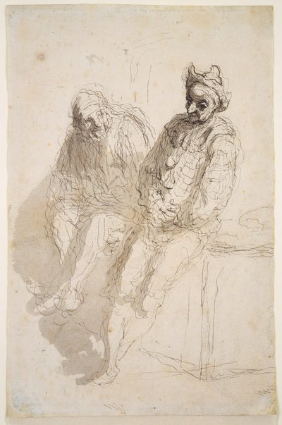 Two Saltimbanques by Honoré Daumier