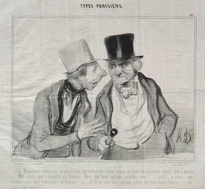 Types Parisiens, plate 26: Yes, Sir, your respectable air encourages me... by Honoré Daumier