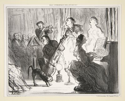 An Orchestra in a Very Proper House, No. 8 of Les Comediens de Societe by Honoré Daumier