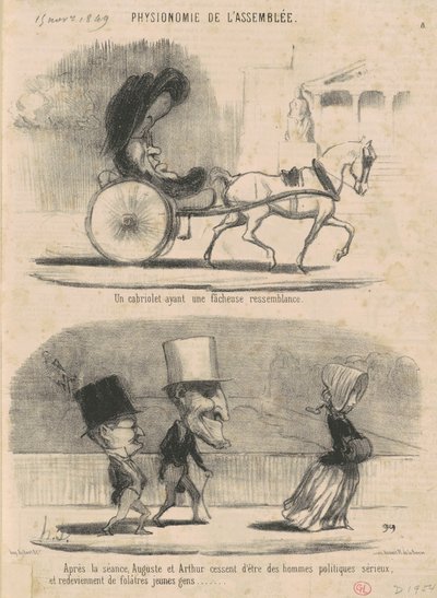 A Cabriolet Bearing an Unfortunate Resemblance... by Honoré Daumier