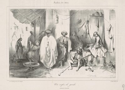 Guardroom Painted by Decamps by Honoré Daumier