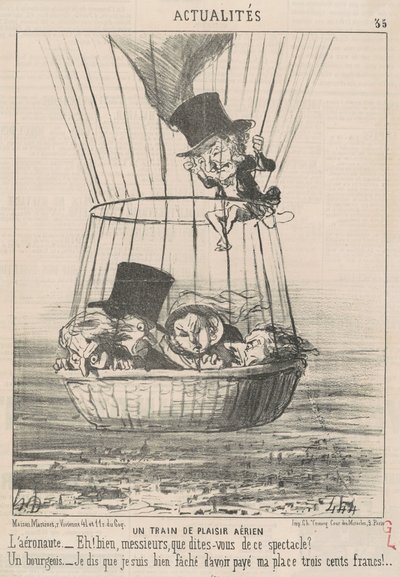 An Aerial Pleasure Train by Honoré Daumier