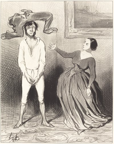 A Woman Like Me... Fixing a Button?... by Honoré Daumier