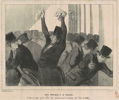 A Panic at the Stock Exchange by Honoré Daumier