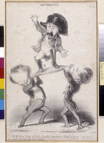 Victor Hugo and Emile de Girardin Supporting the Candidacy of Napoleon Bonaparte. Cartoon by Honore Daumier. Literary House of Victor Hugo, Bievres by Honoré Daumier