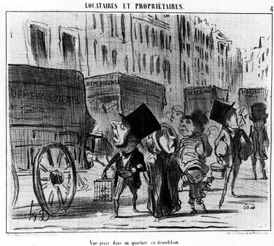 View Taken in a Demolition Neighborhood (Series of Cartoons by Honore Daumier, Charivari) by Honoré Daumier