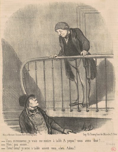Excuse me: I am going to sit at the table... by Honoré Daumier