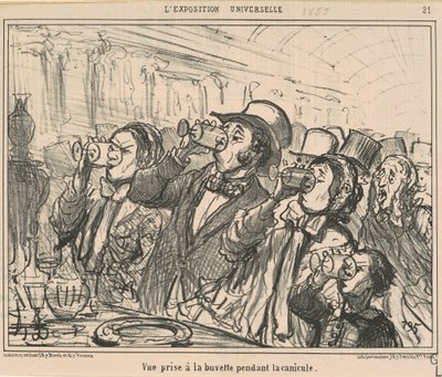 View taken at the refreshment bar during the heatwave by Honoré Daumier