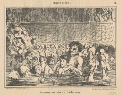 View taken at the four sous baths by Honoré Daumier