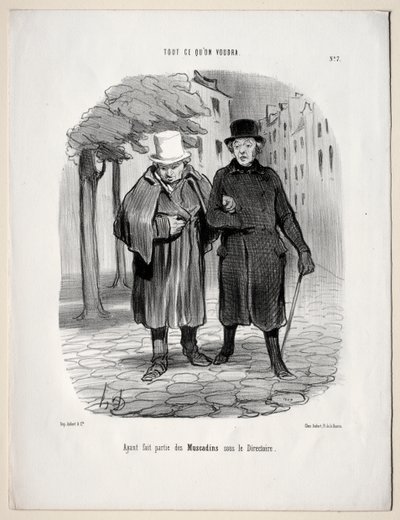 What You Will, Plate 7: Having Taken the Part of Dandies Under the Directory by Honoré Daumier
